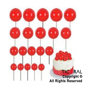 ESFERAS DECORATIVAS ROJAS PARA DECORACION DE TORTAS X 20 UNIDADES